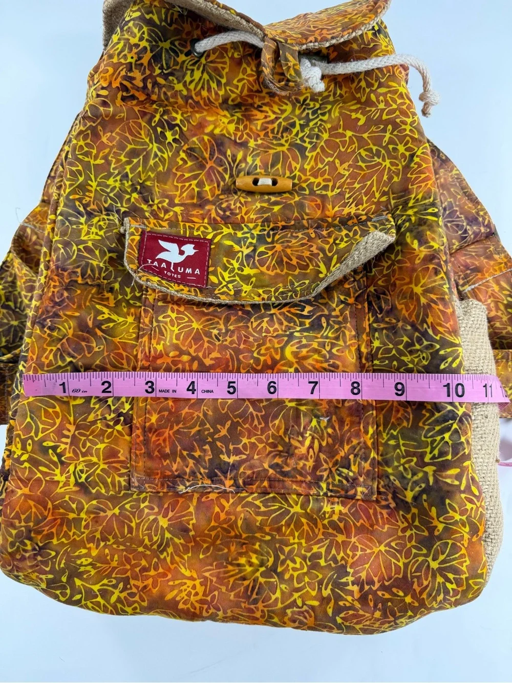 Taaluma Batik Backpack‎ Boho Cottagecore Travel Daypack Brown Floral